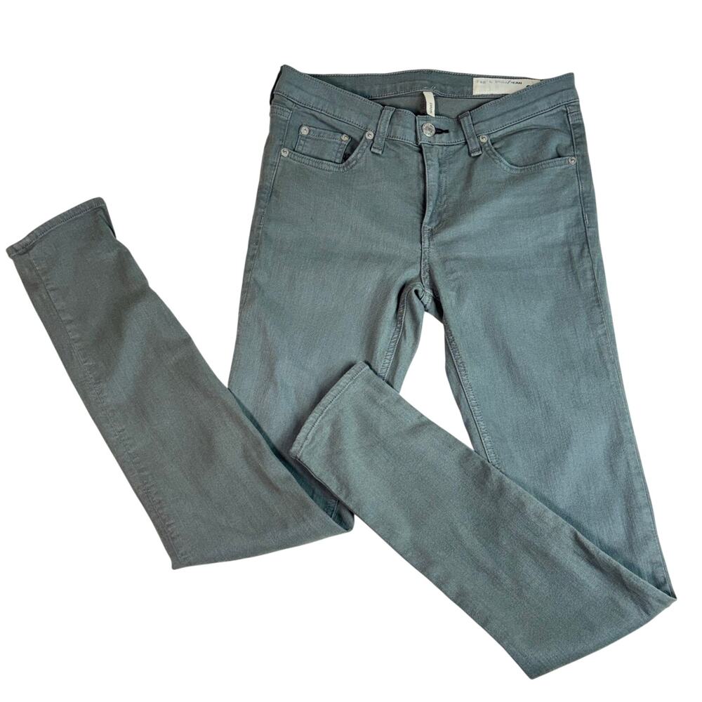 RAG AND BONE Women's The Skinny Distressed Sage Gray Jeans Size 27